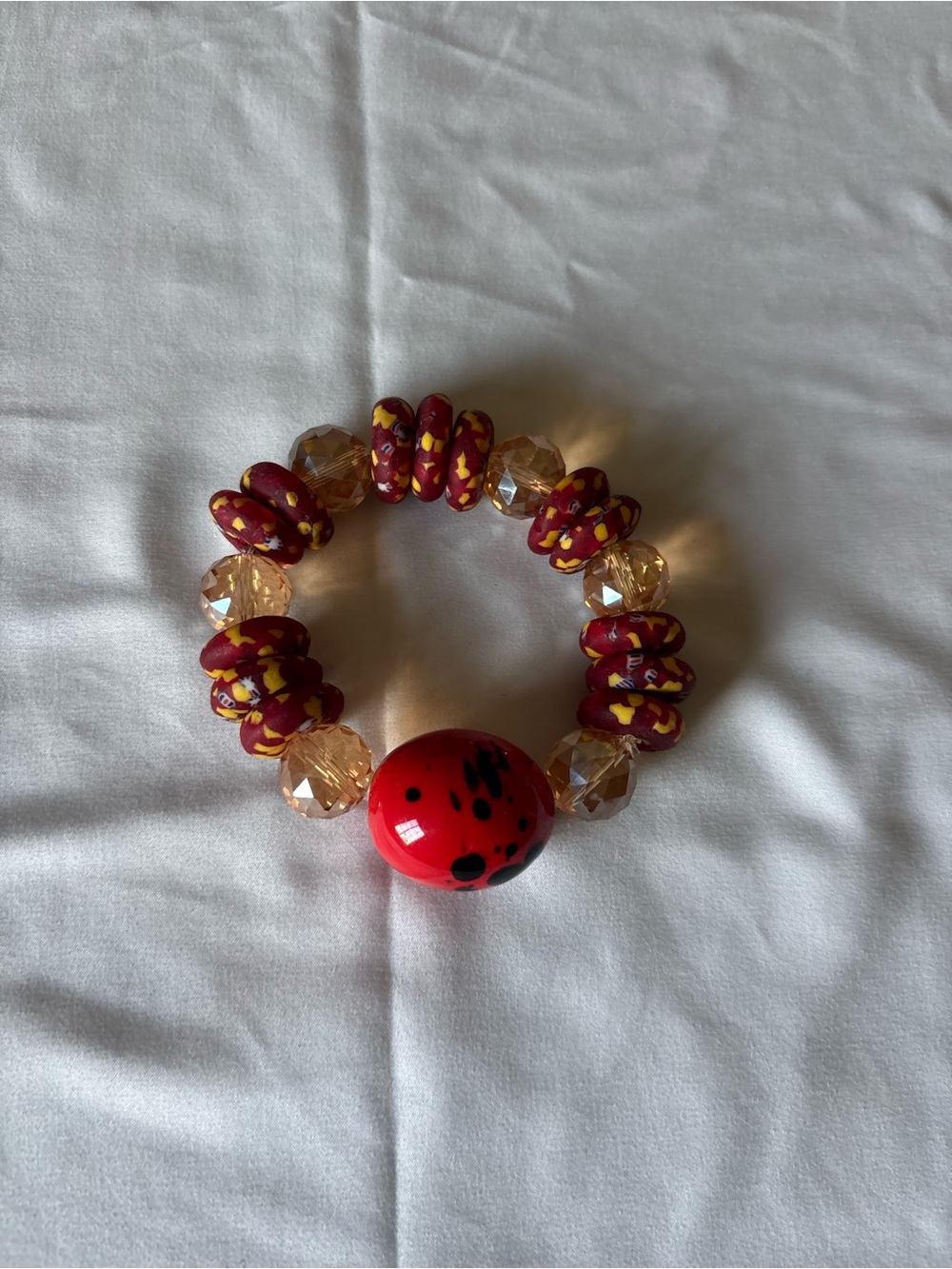 Handmade red beaded bracelet